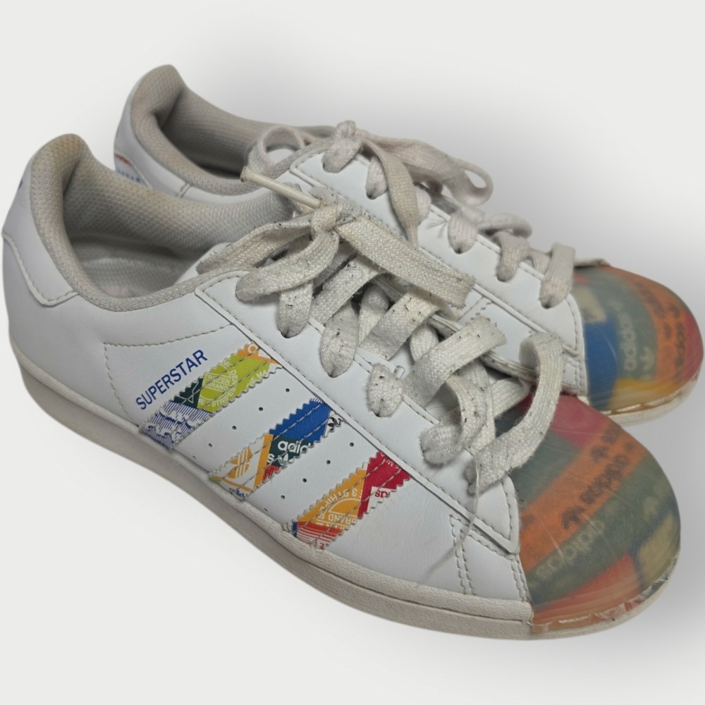 Adidas Superstar White Clear Shell Toe Shoes Sneakers‎ Mens Size 4.5 GX2717